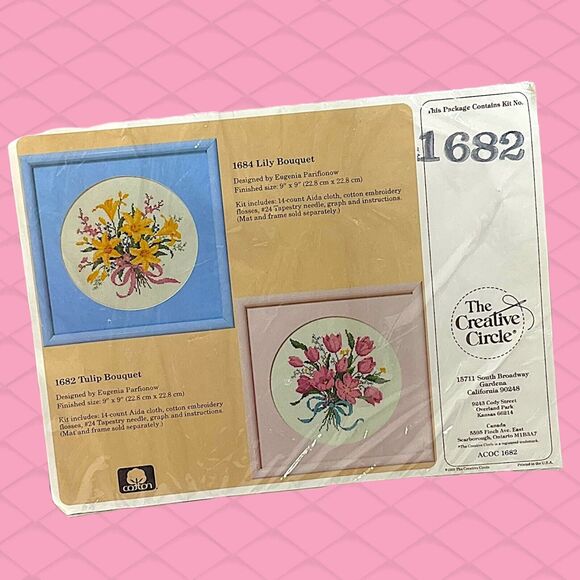 Vtg 1988 The Creative Circle Tulip Bouquet Flower Cross Stitch Kit Floral NEW - Picture 1 of 5